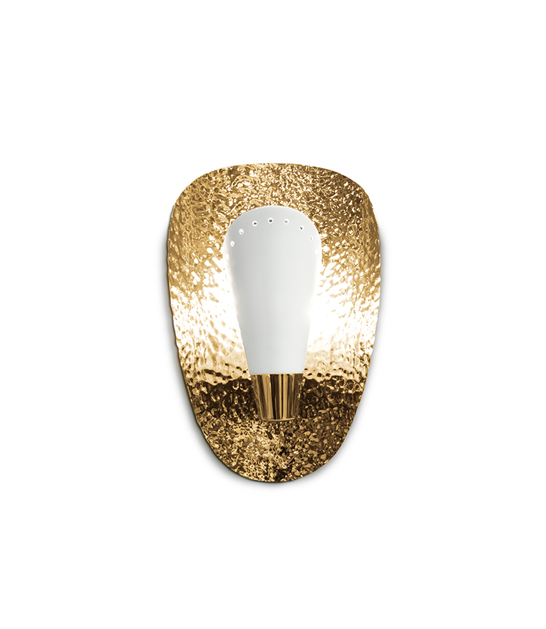 Aruna Wall Ligh - in Hammered Gold Brass and Matte Lacquer Modern Contemporary - Home'Society