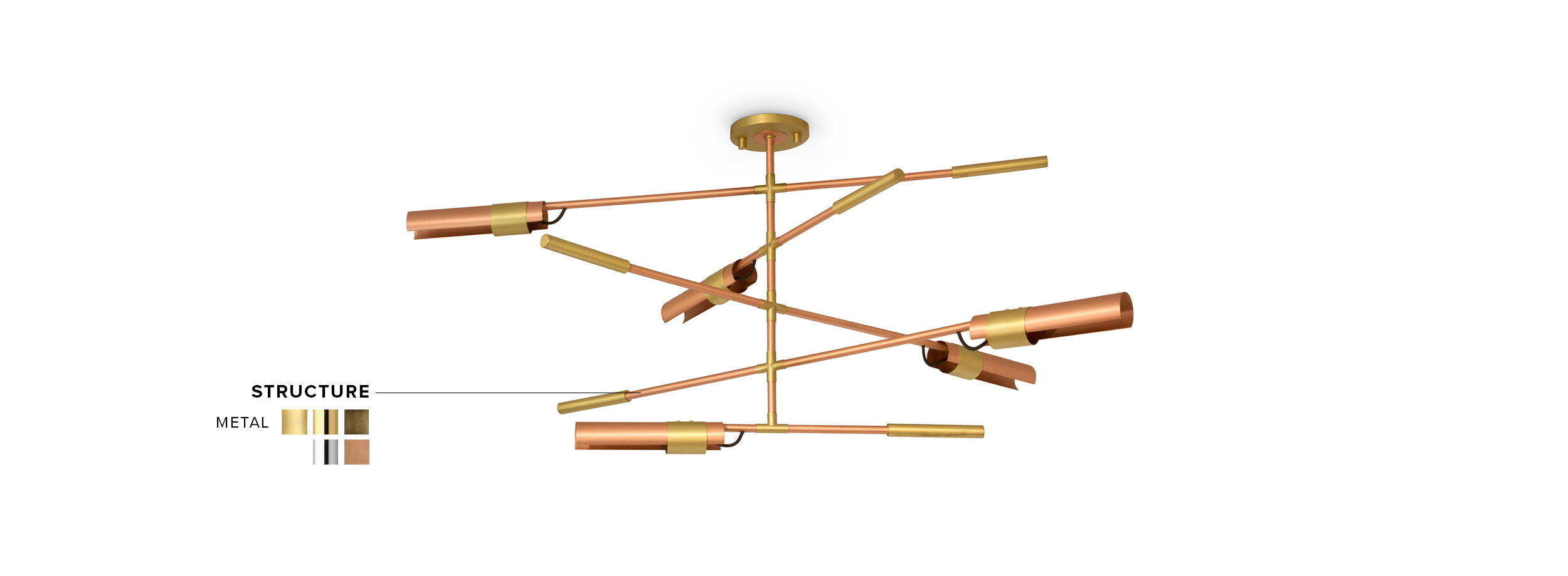 Koben Chandelier - in Brushed Cooper and Brass Details Modern Contemporary - Home'Society