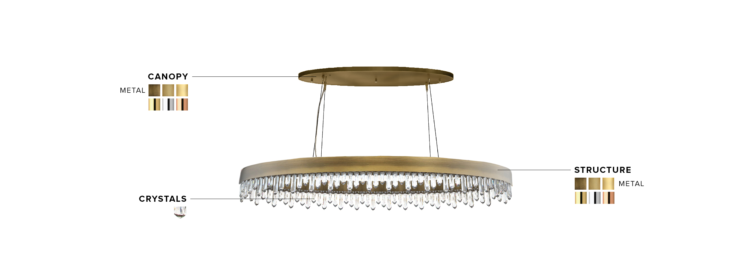 Naicca Oval Chandelier - Made In Aged Brushed Brass With A Unique Design - Home'Society