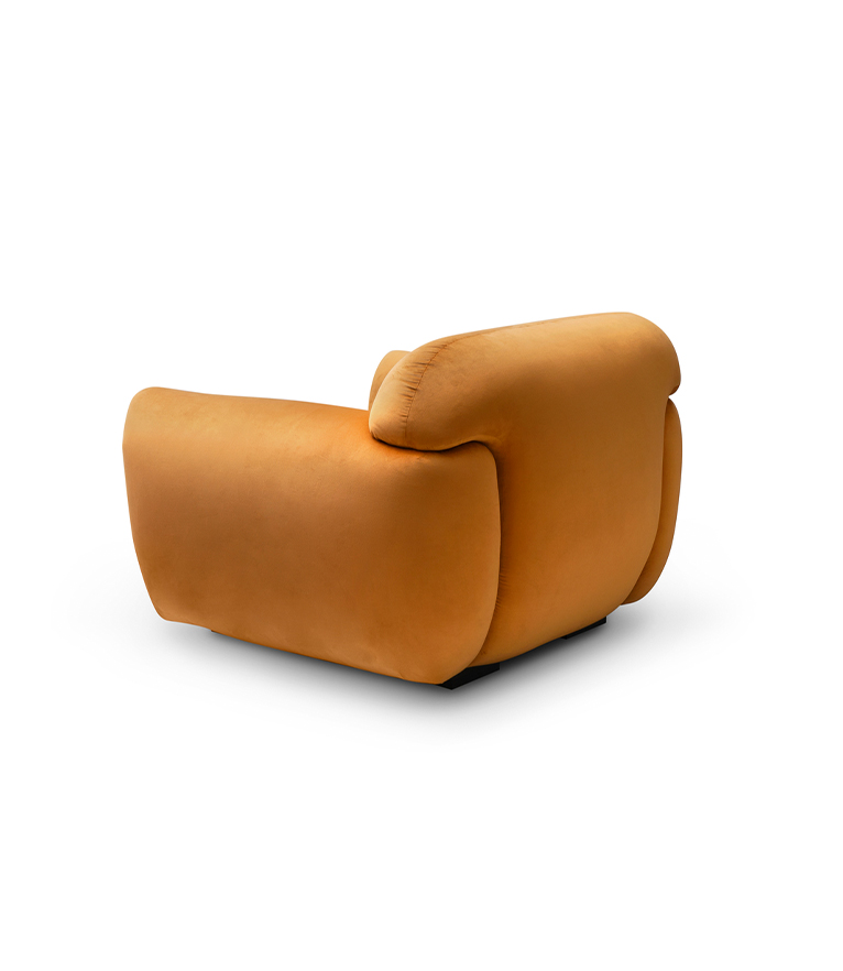 Otter Single Sofa - Orange Velvet Fully Upholstered with Wood Base - Home'Society