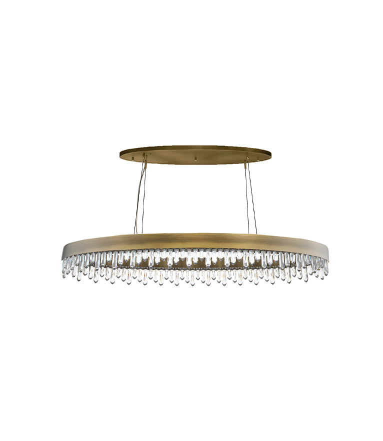Naicca Oval Chandelier - Made In Aged Brushed Brass With A Unique Design - Home'Society