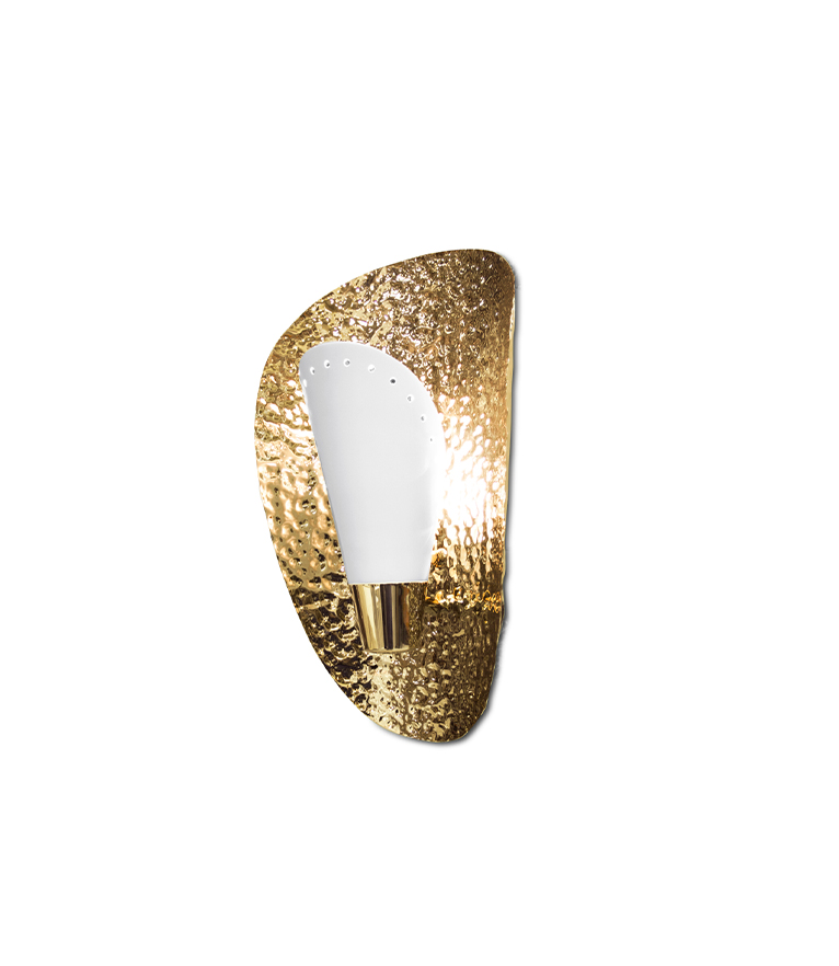 Aruna Wall Ligh - in Hammered Gold Brass and Matte Lacquer Modern Contemporary - Home'Society