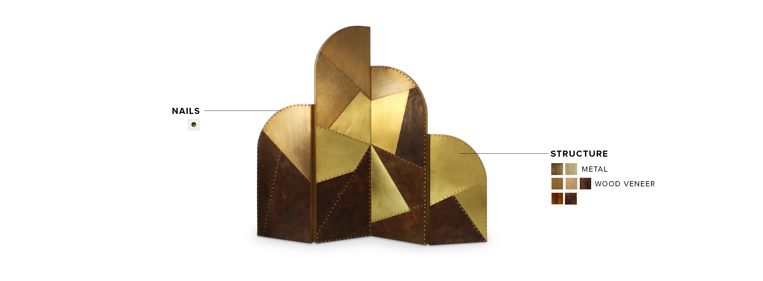 Canyon Screen Divider - In Brass and Patine With A Contemporary Design - Home'Society