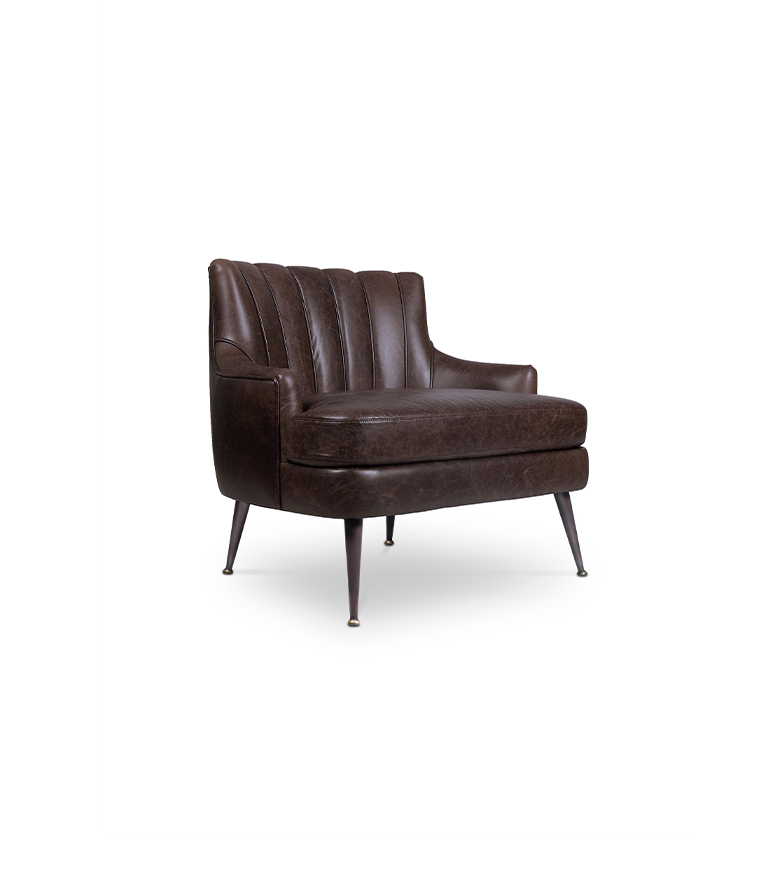 Plum Armchair - with Matte Aged Brass Legs Modern Contemporary - Home'Society