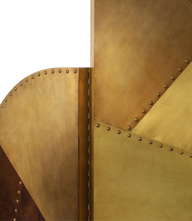 Canyon Screen Divider - In Brass and Patine With A Contemporary Design - Home'Society