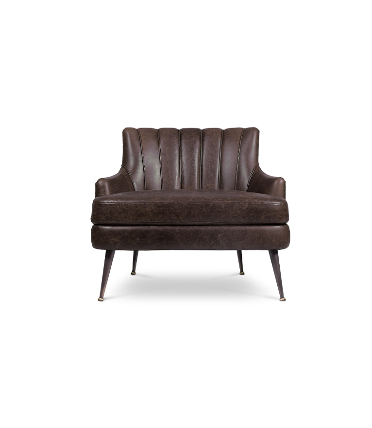 Plum Armchair - with Matte Aged Brass Legs Modern Contemporary - Home'Society