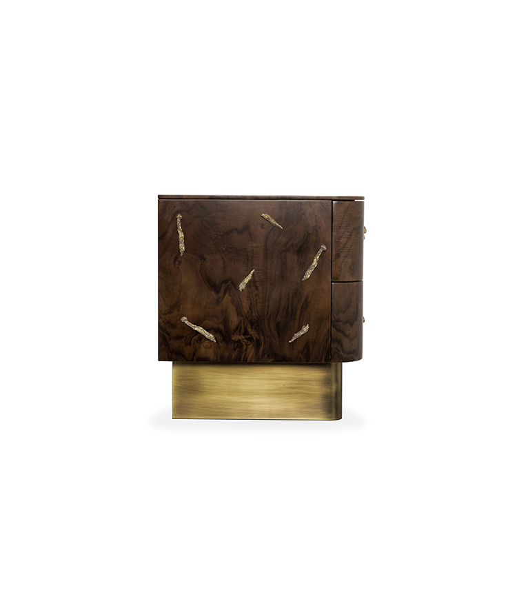 Baraka Nightstand - In Walnut Root Veneer With A Nature Inspired Details - Home'Society