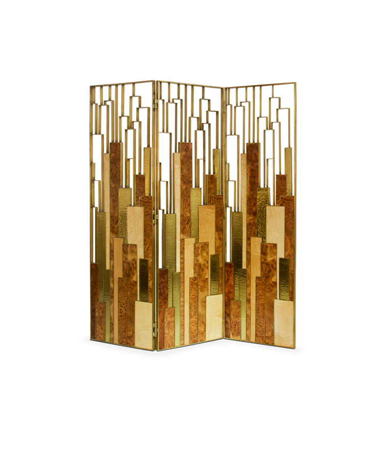 Delphi Screen Divider - In Matte Brass For A Modern Interior Design - Home'Society