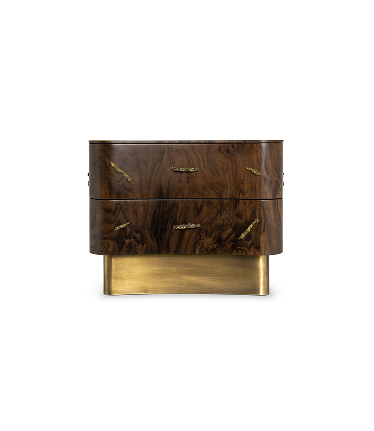 Baraka Nightstand - In Walnut Root Veneer With A Nature Inspired Details - Home'Society