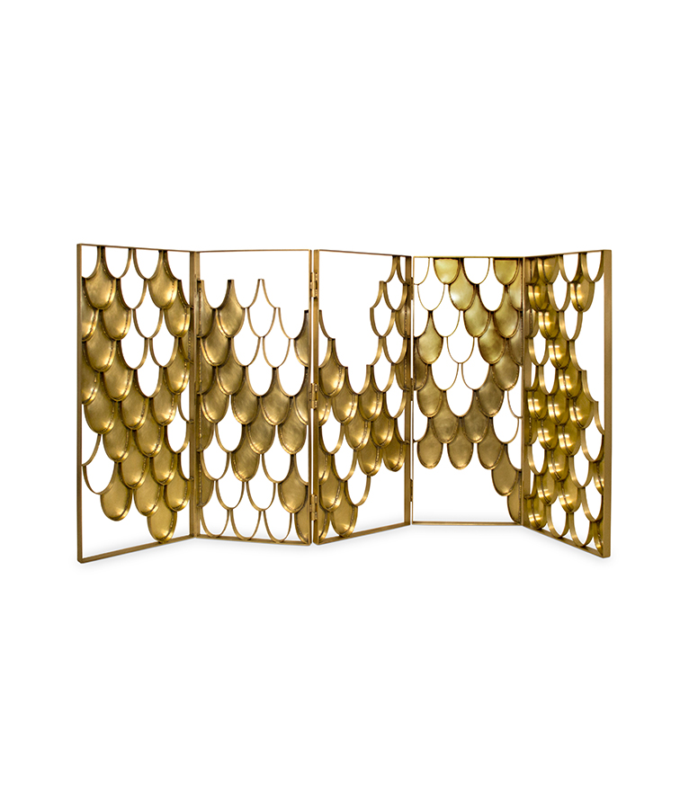 Koi Screen - Divider In Brushed Plated Brass For Modern Home Design - Home'Society
