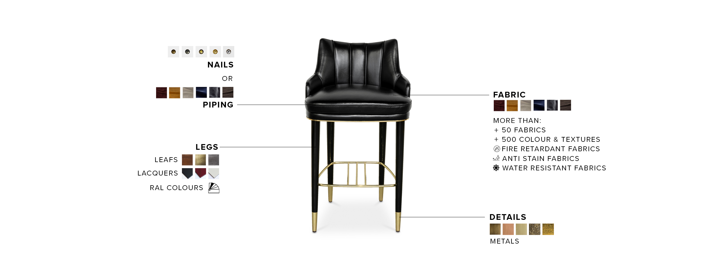 Plum Counter Stool - with Glossy Black Legs Modern Contemporary Design - Home'Society
