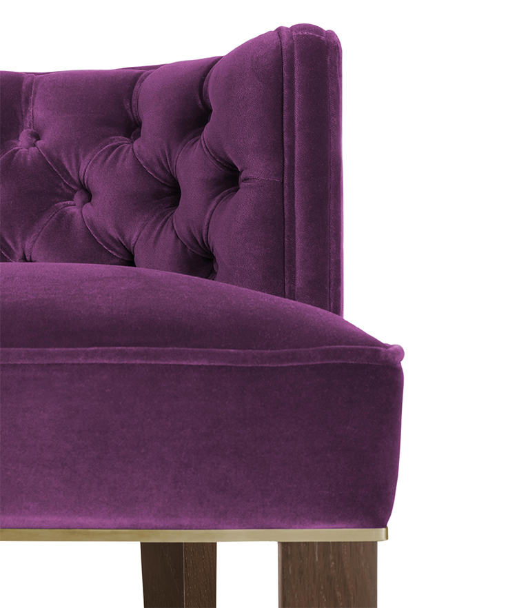 Bourbon Counter Stool – Purple Velvet Upholstered Stool with Tufted Back - Home'Society