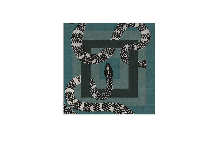 Imperial Snake Square Rug - In Botanical Silk and Natural Wool
