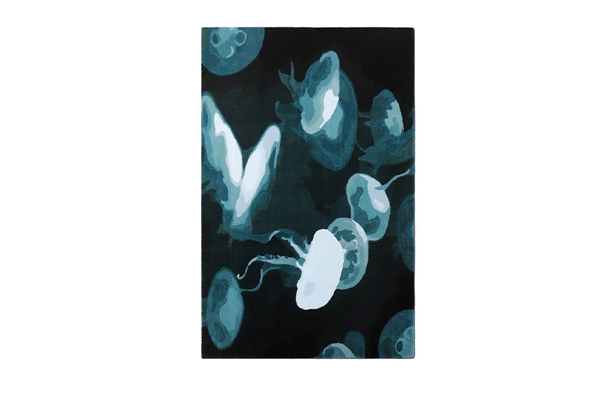 Medusa Rectangular Area Blue and White Modern Rug Sea Inspired Design