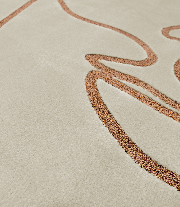 Taupe Rug - Hand-Tufted in Botinical Silk With Elegant Design - Home'Society