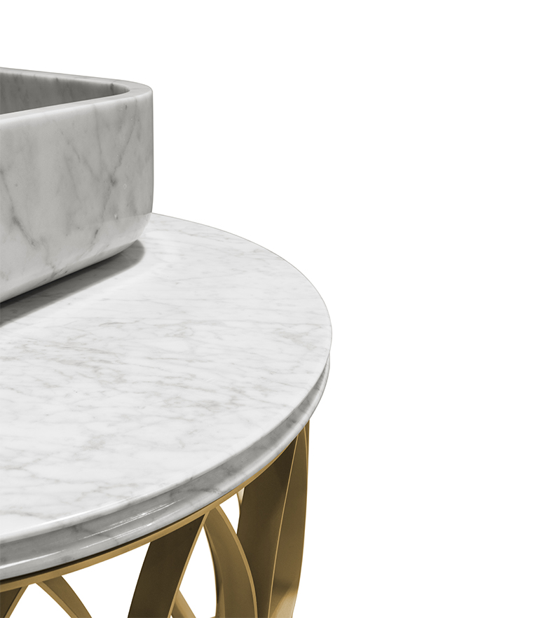 Mecca Single Vanity Cabinet - with Gold Framework and Nero Marquina Marble Top - Home'Society