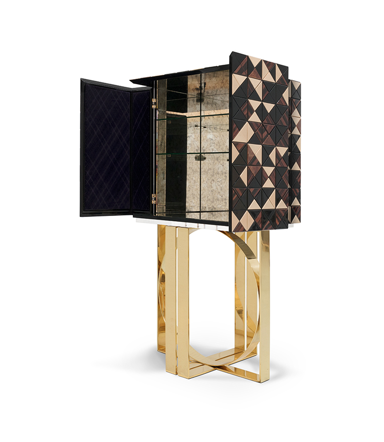 Pixel Cabinet - A Contemporary Bar Cabinet Made With Wooden Triangles - Home'Society