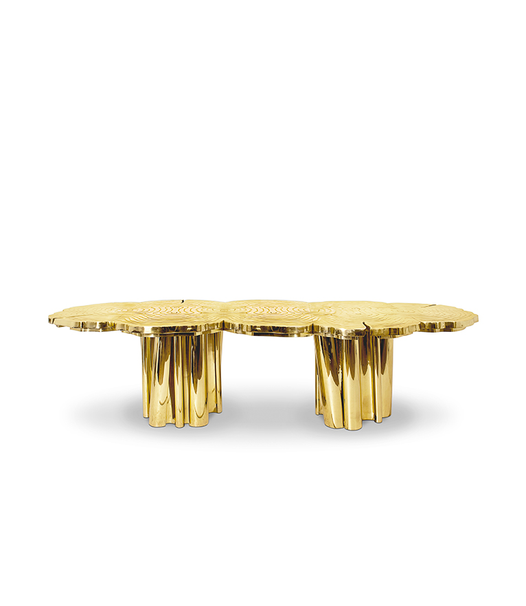 Fortuna Dining Table - With Exclusive Gold Brass Features - Home'Society
