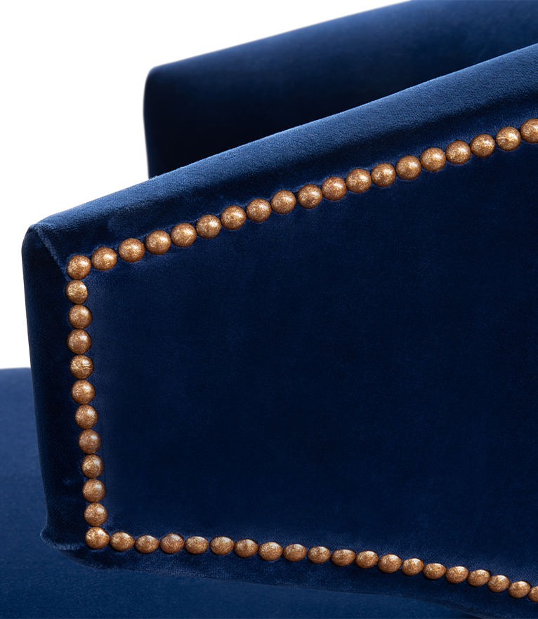 Ibis Dining Chair - Velvet Upholstered with Brass Nailhead Trim - Home'Society