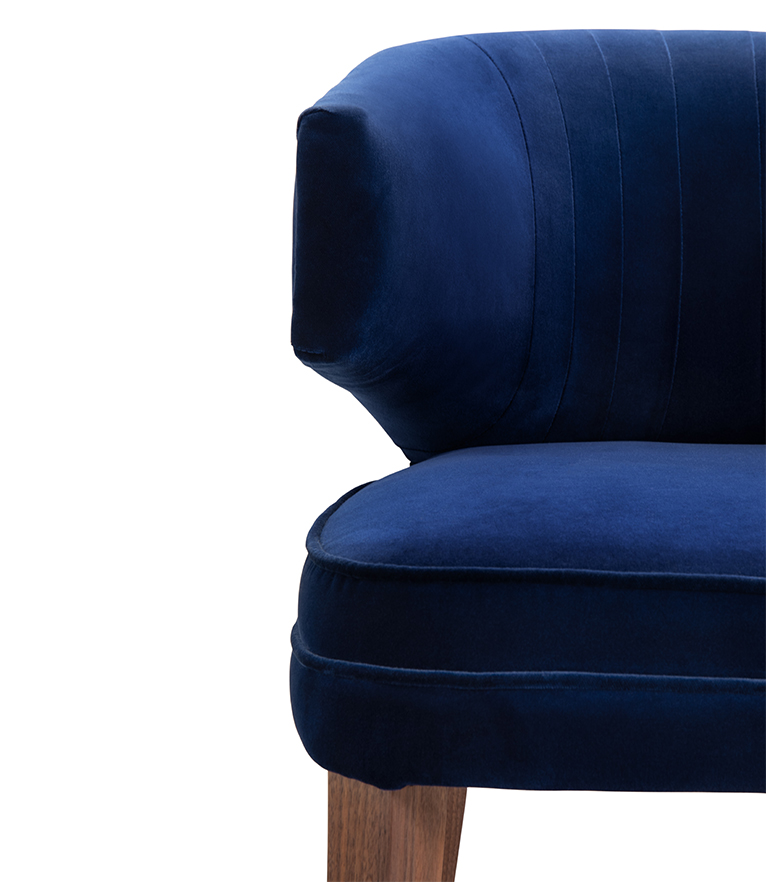 Ibis Dining Chair - Velvet Upholstered with Brass Nailhead Trim - Home'Society