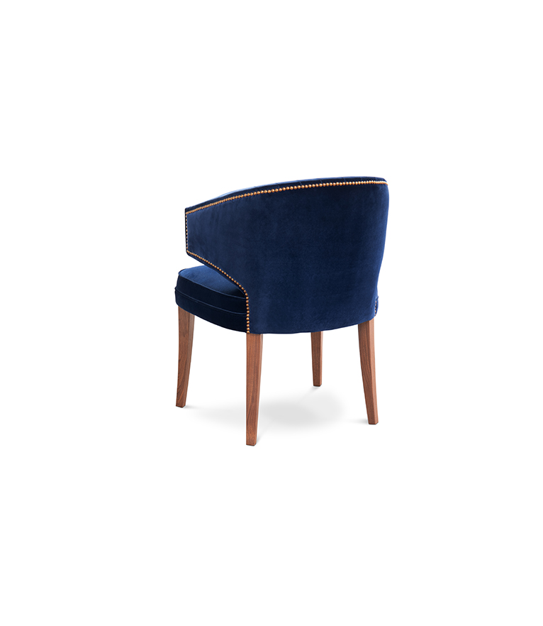 Ibis Dining Chair - Velvet Upholstered with Brass Nailhead Trim - Home'Society