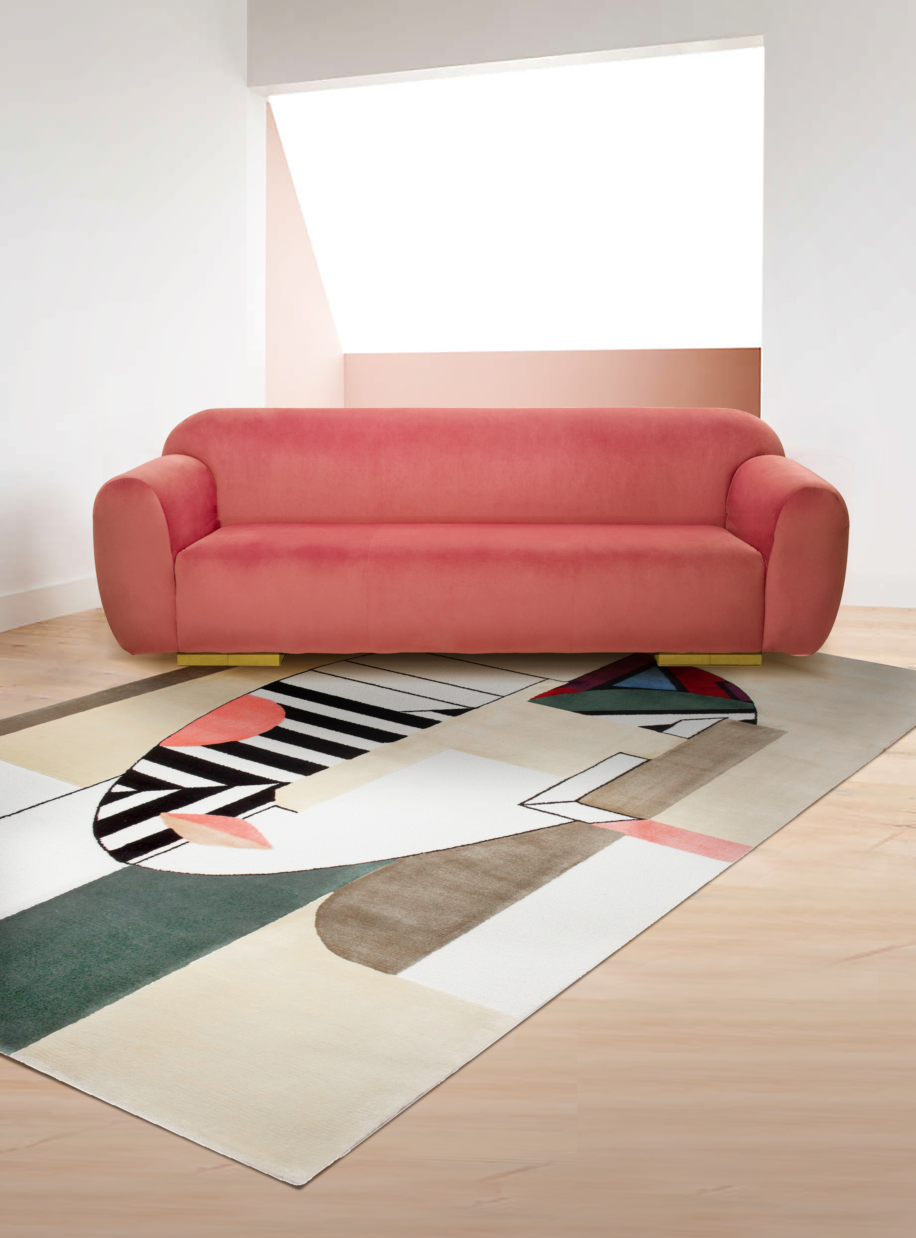 Pink Details And An Oscar Neutral Rug In The Living Room - Home'Society