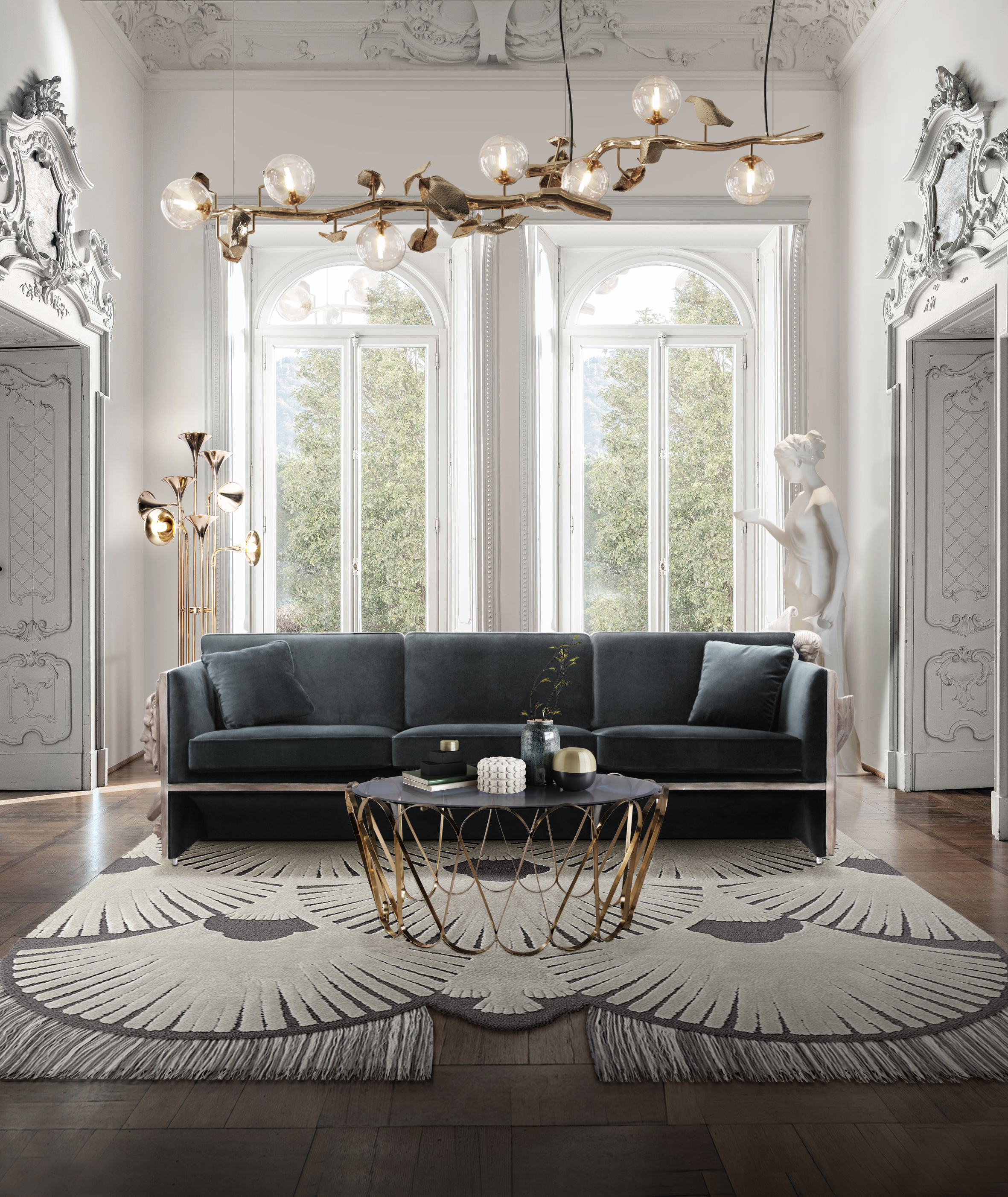 Versailles Living Room Including a Neutral Dêco Rug - Home'Society