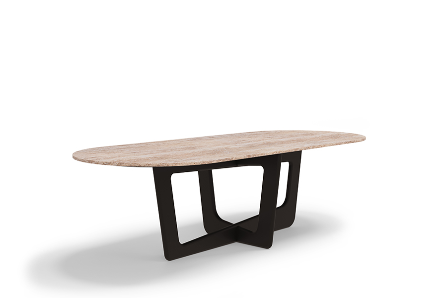 Napoli Oval Dining Table - With Travertine Stone Table Top