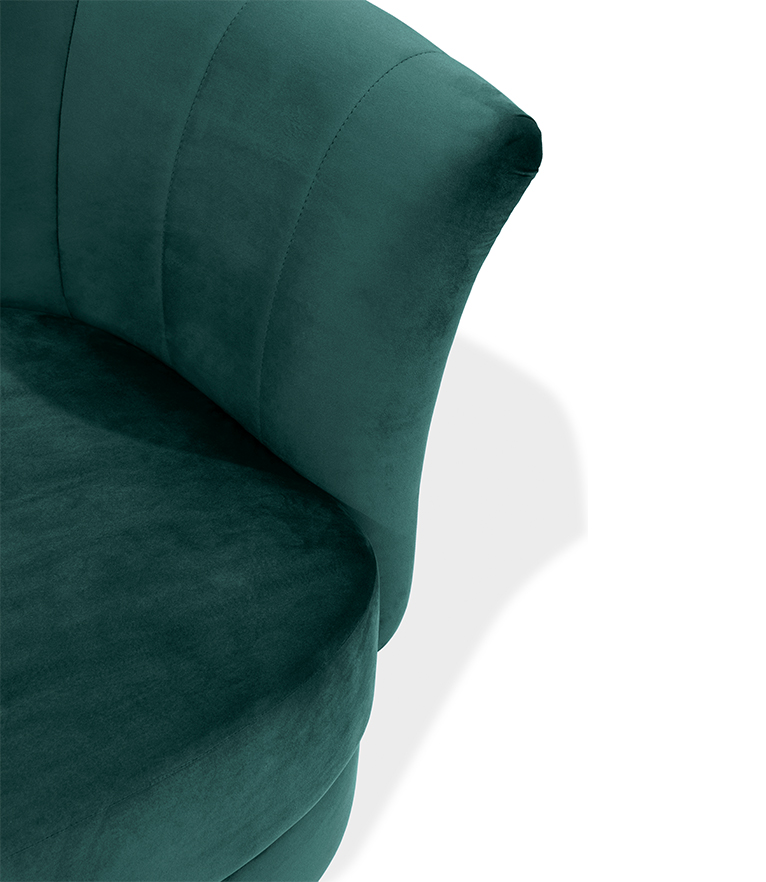 Elk Armchair - Curved Back with Glossy Brass Base - Home'Society