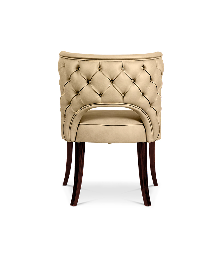 Kansas Dining Chair -  Highback Button-Tufted with Ebony Wood Legs - Home'Society