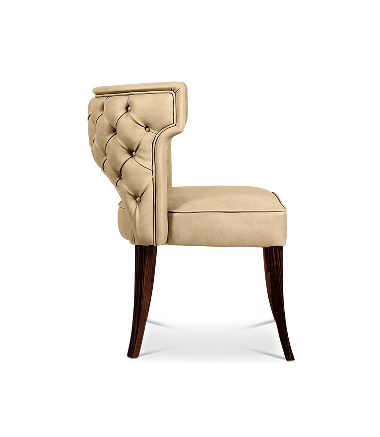 Kansas Dining Chair -  Highback Button-Tufted with Ebony Wood Legs - Home'Society