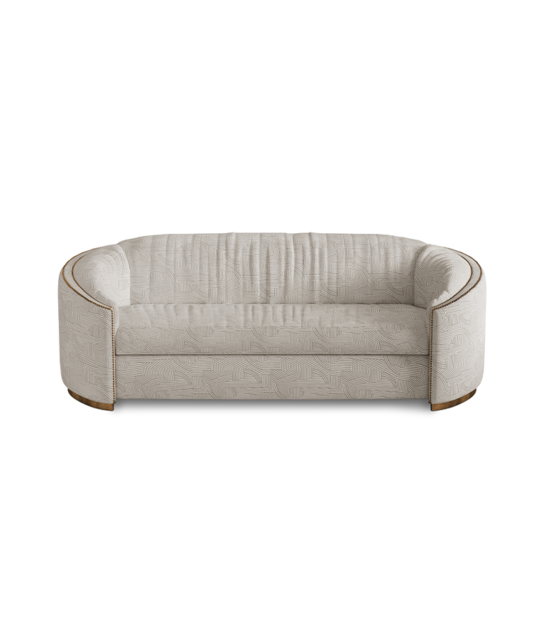 Wales Sofa -  Velvet Upholstered Curved with Nailhead Trim - Home'Society