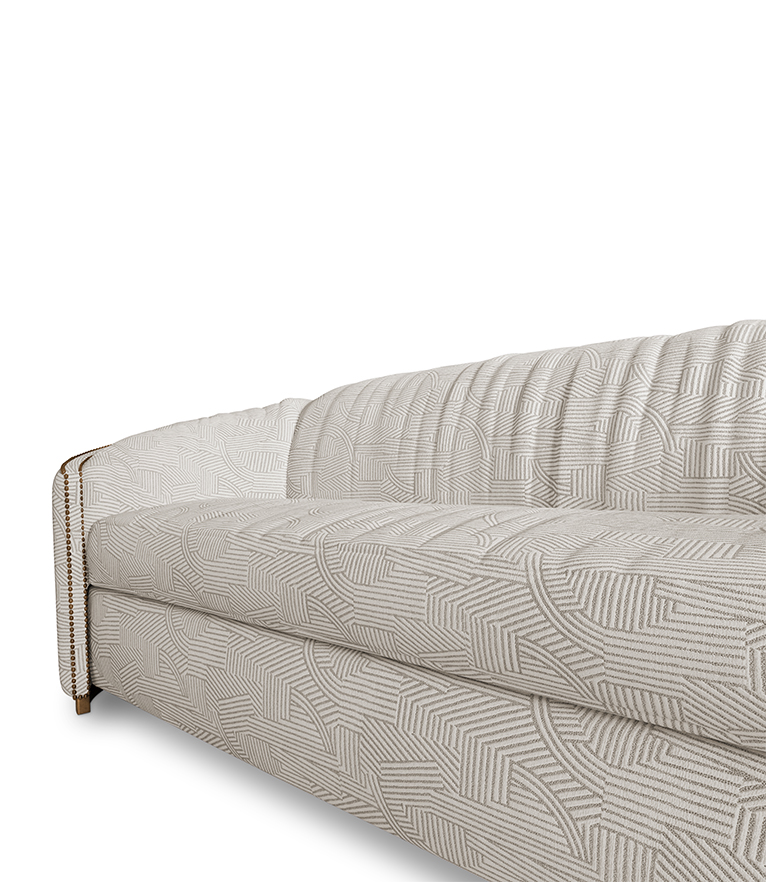 Wales Sofa -  Velvet Upholstered Curved with Nailhead Trim - Home'Society