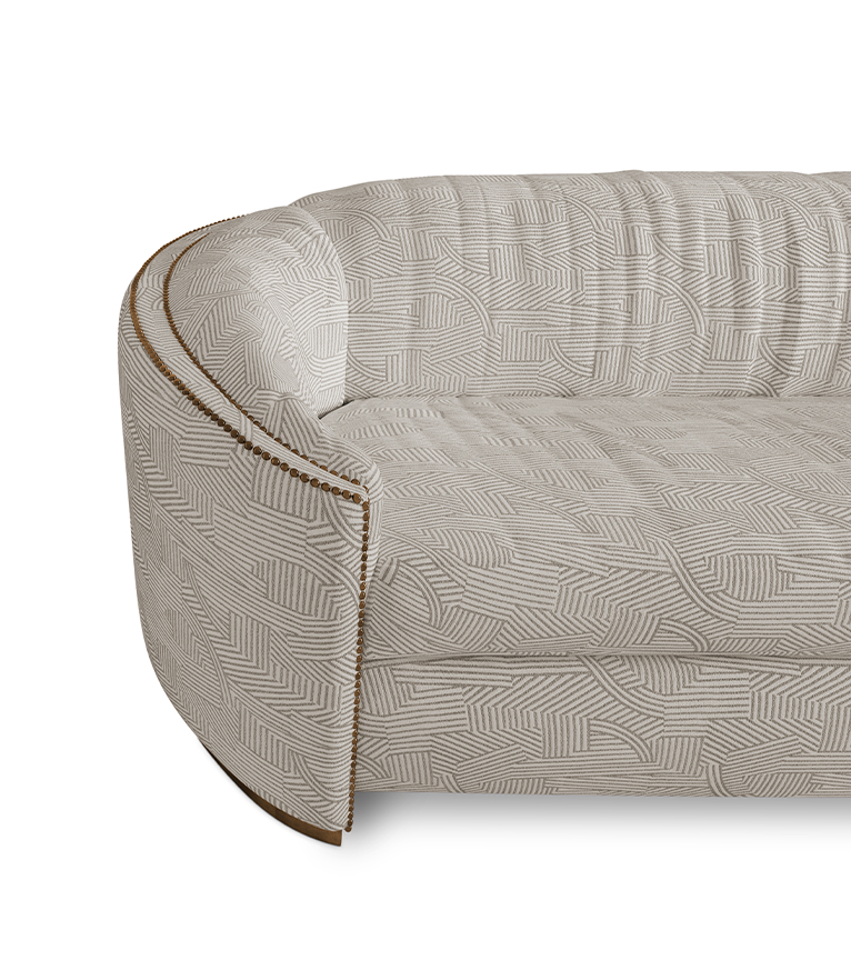 Wales Sofa -  Velvet Upholstered Curved with Nailhead Trim - Home'Society