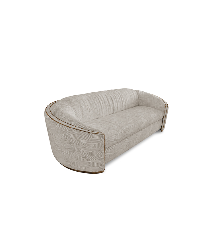Wales Sofa -  Velvet Upholstered Curved with Nailhead Trim - Home'Society