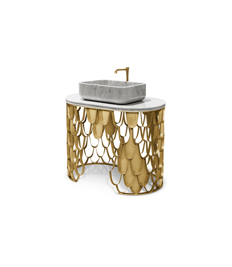 Koi Single Vanity Cabinet - in Golden Brass Glory - Home'Society