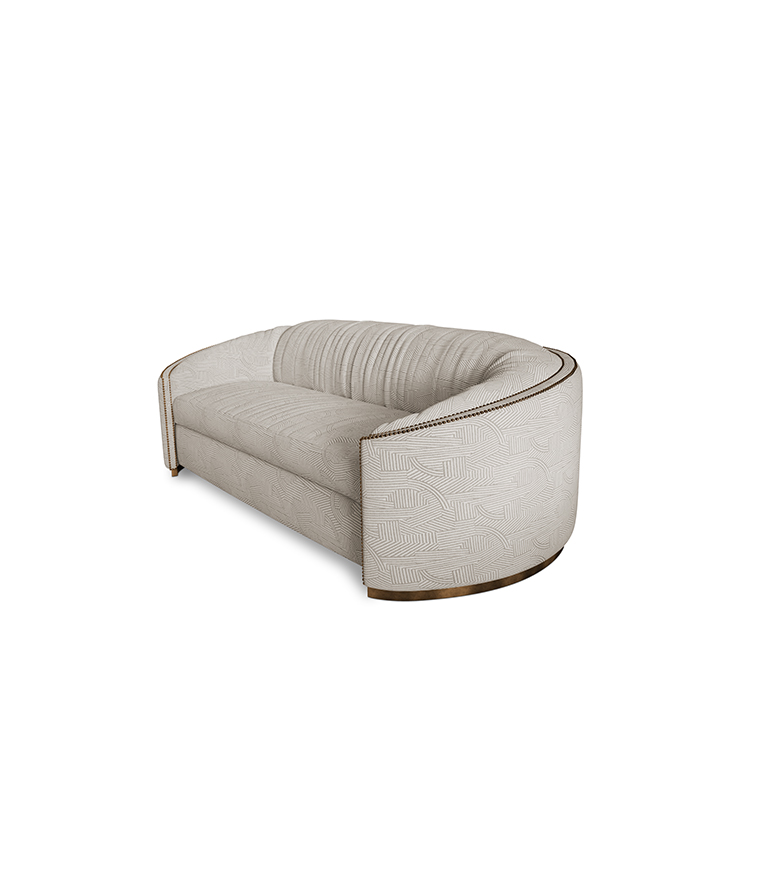 Wales Sofa -  Velvet Upholstered Curved with Nailhead Trim - Home'Society