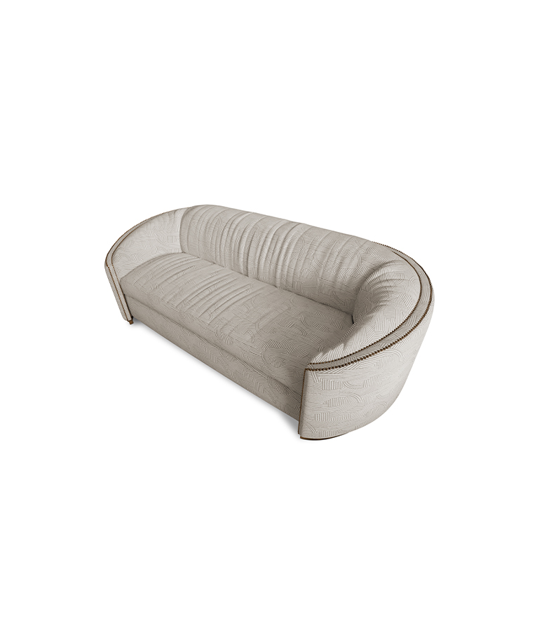 Wales Sofa -  Velvet Upholstered Curved with Nailhead Trim - Home'Society
