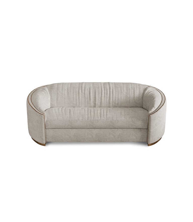 Wales Sofa -  Velvet Upholstered Curved with Nailhead Trim - Home'Society