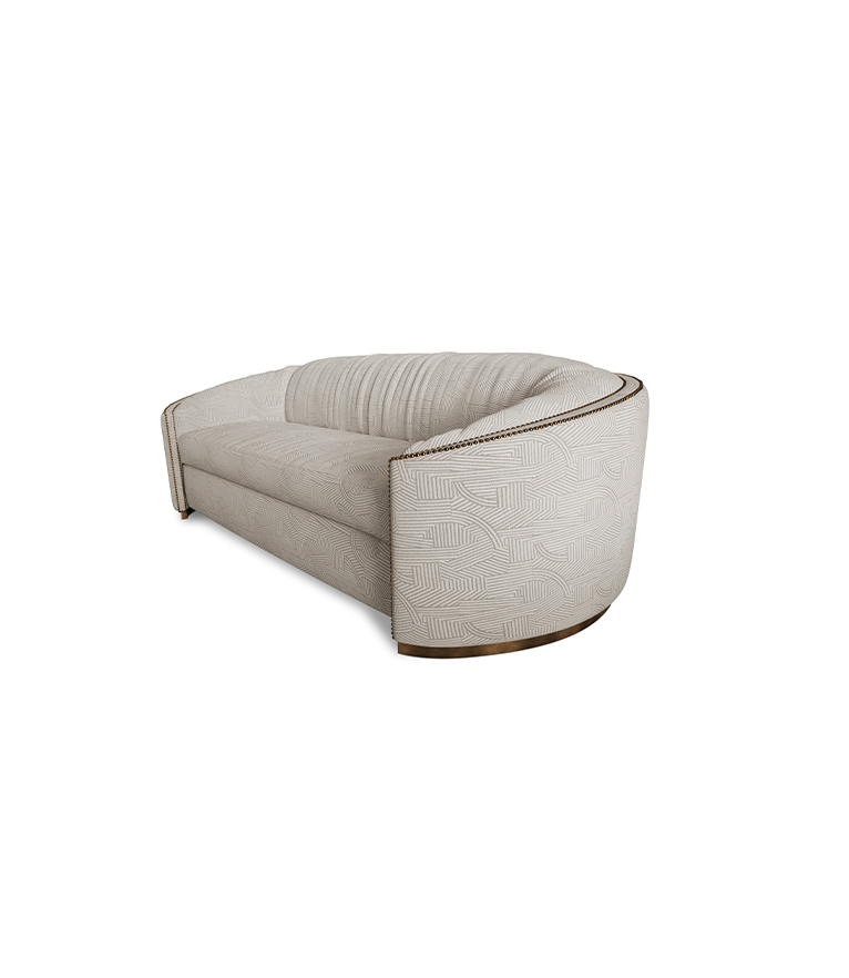 Wales Sofa -  Velvet Upholstered Curved with Nailhead Trim - Home'Society