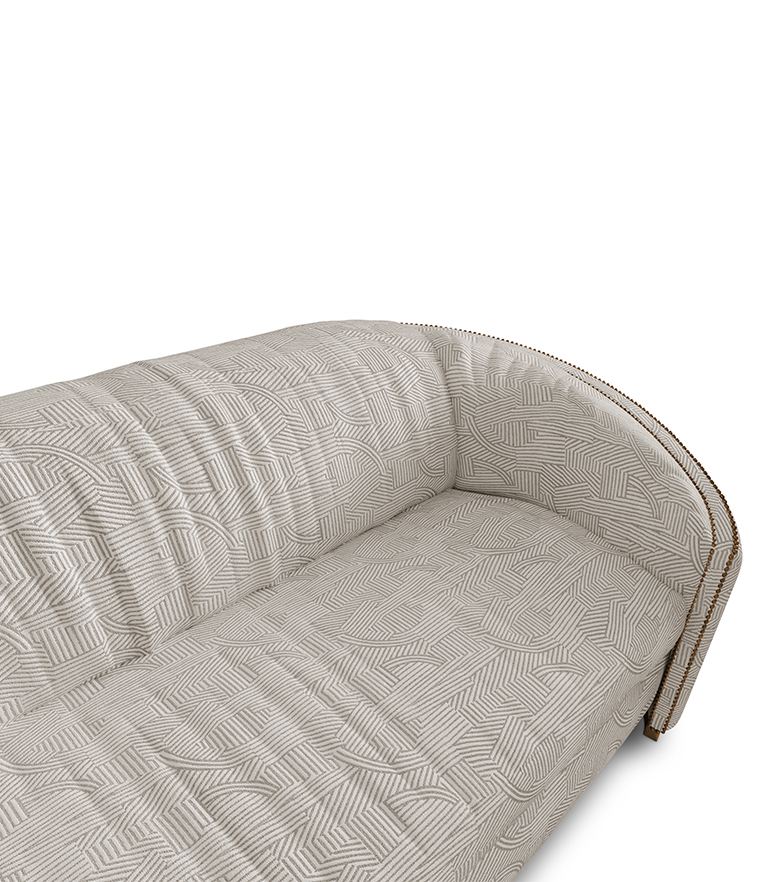 Wales Sofa -  Velvet Upholstered Curved with Nailhead Trim - Home'Society