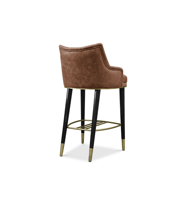Plum Counter Stool - with Glossy Black Legs Modern Contemporary Design - Home'Society