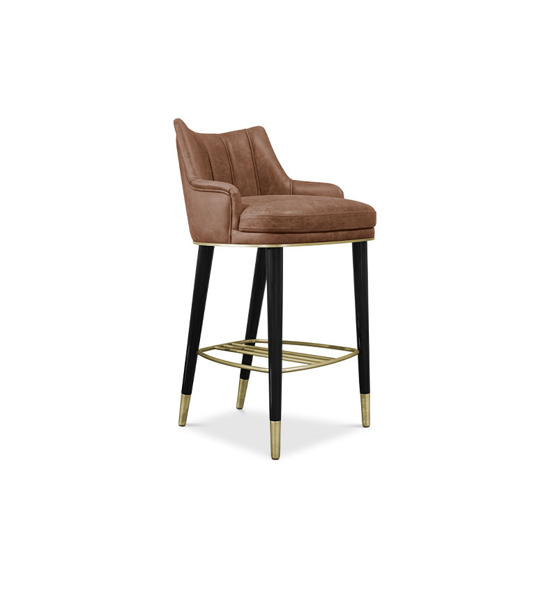 Plum Counter Stool - with Glossy Black Legs Modern Contemporary Design - Home'Society