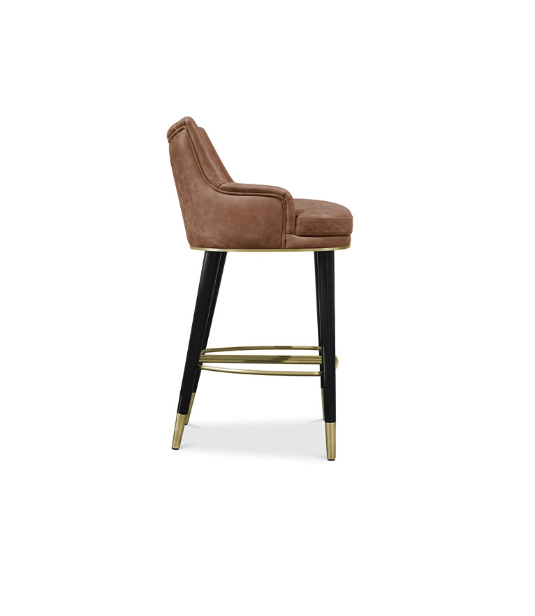 Plum Counter Stool - with Glossy Black Legs Modern Contemporary Design - Home'Society