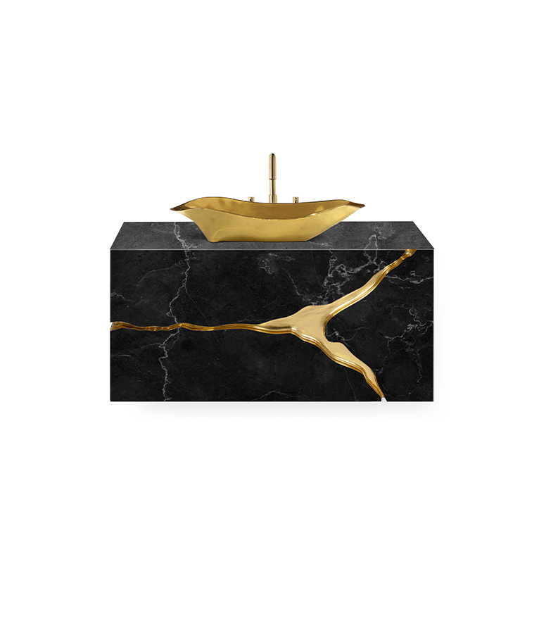 Lapiaz Wall Mounted Vanity Cabinet - Polished Brass Modern Classic Design - Home'Society