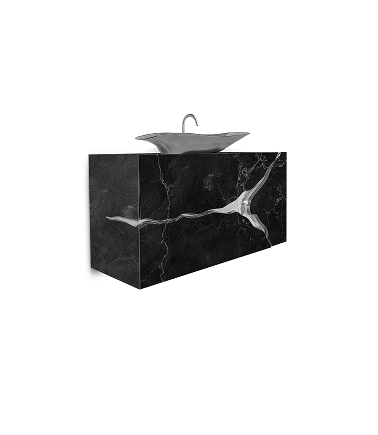 Lapiaz Wall Mounted Vanity Cabinet - Polished Brass Modern Classic Design - Home'Society