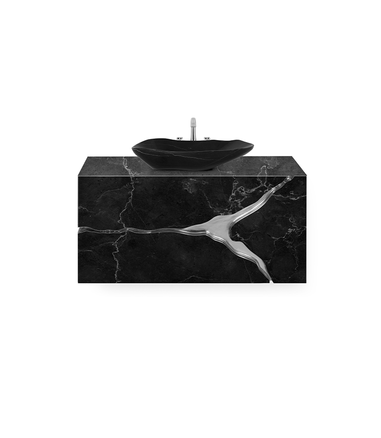 Lapiaz Wall Mounted Vanity Cabinet - Polished Brass Modern Classic Design - Home'Society