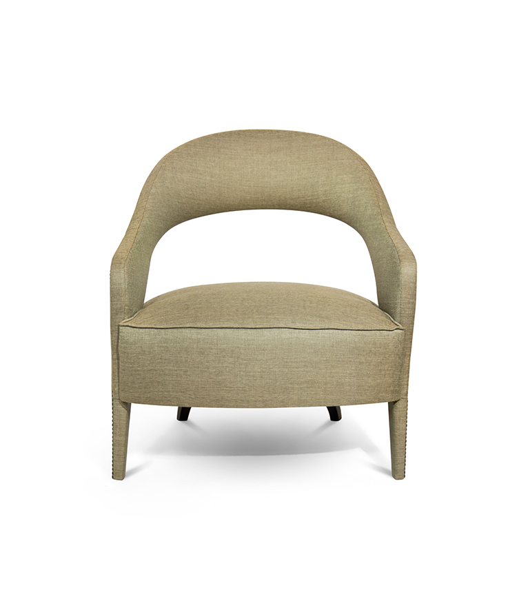 Tellus Armchair - Back Legs in Black and Bronze Nailhead Trim - Home'Society