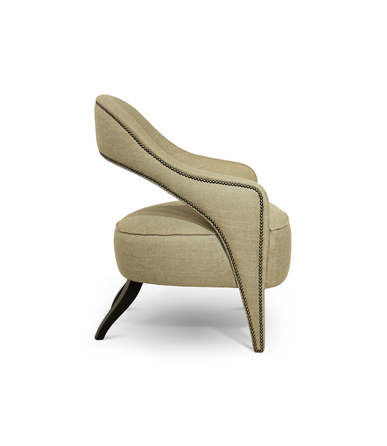 Tellus Armchair - Back Legs in Black and Bronze Nailhead Trim - Home'Society