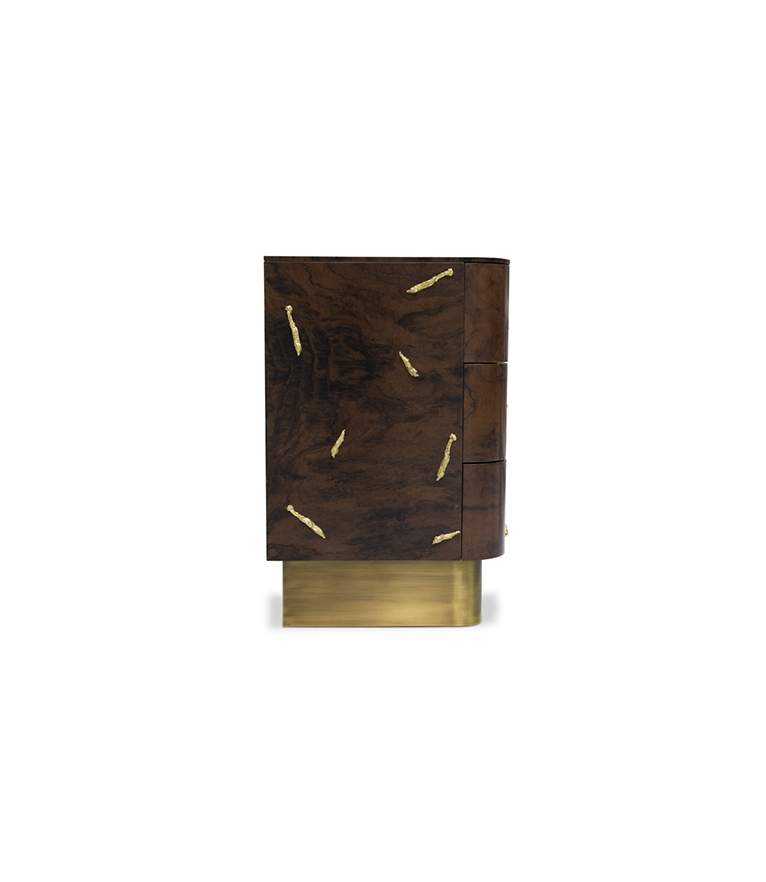 Baraka Chest Of Drawers - In Walnut Root Veneer And Polished Brass - Home'Society